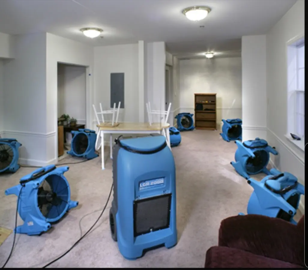 Air movers and dehumidifier setup for Water Extraction & Removal in Gibsonton